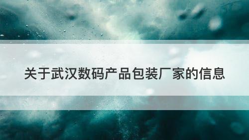 关于武汉数码产品包装厂家的信息